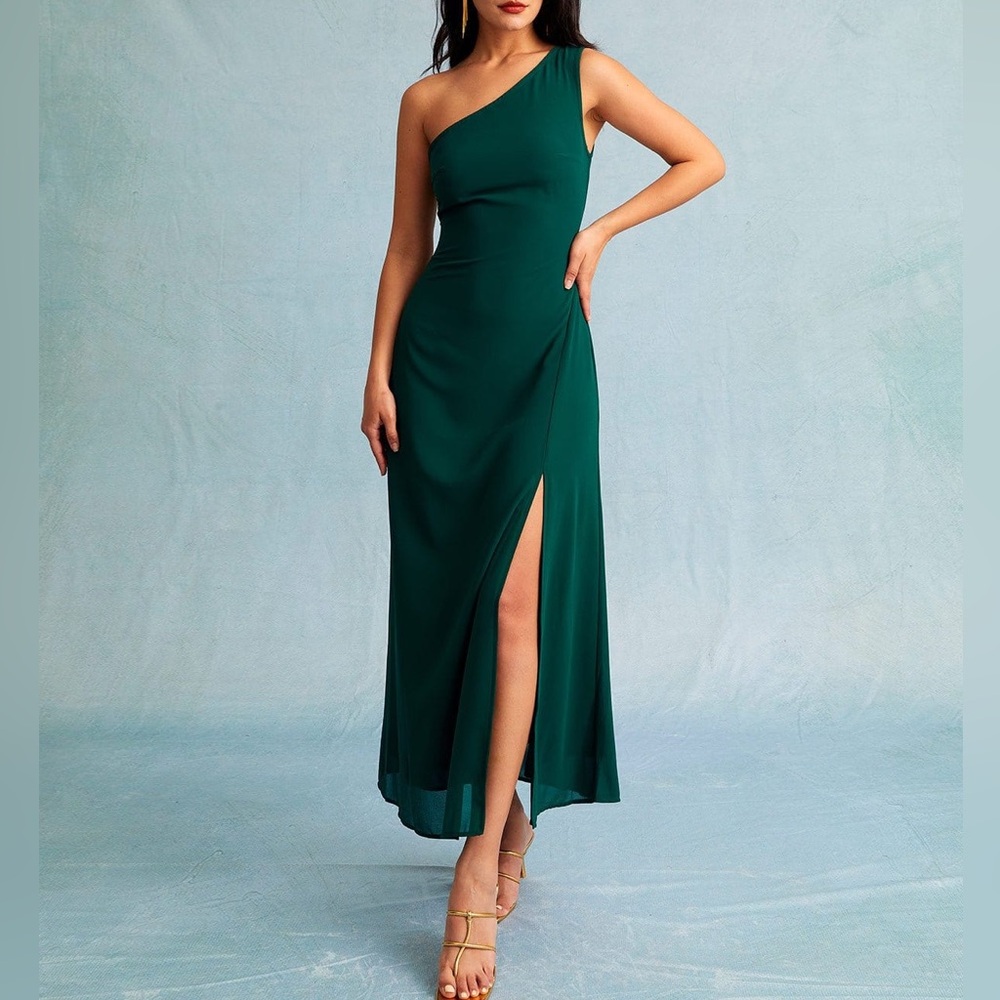 Rihoas Green One Shoulder Sleeveless Maxi Dress - Picture 1 of 6